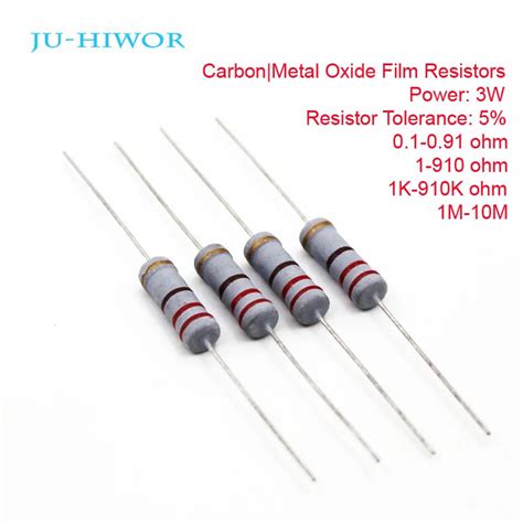 100pcs 3w 5 Tolerance Carbon Metal Oxide Film Resistors 01 091 1 910