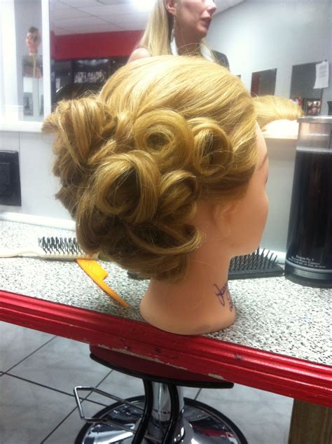 Pin Curl Updo Short Hair Fashion Style