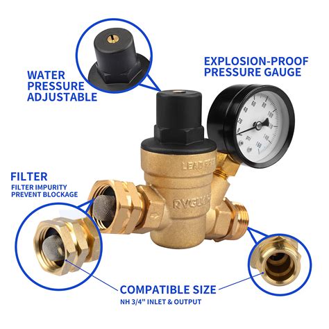 Rvguard Rv Water Pressure Regulator Valve Brass Lead Free Adjustable