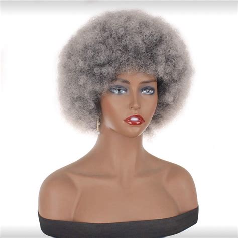 Gray Synthetic 4 Inch Afro Wig Etsy