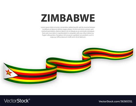 Waving Ribbon Or Banner With Flag Zimbabwe Vector Image