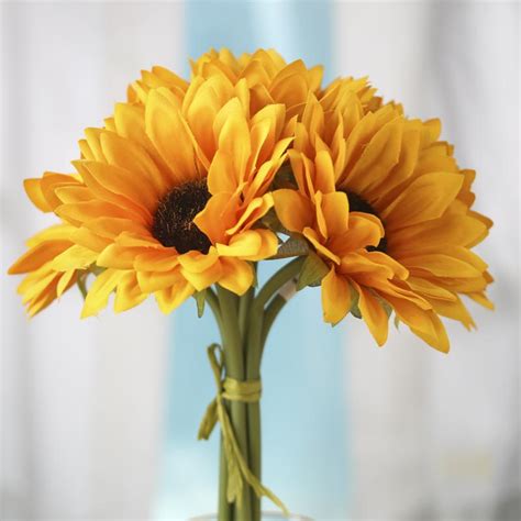 Golden Yellow Artificial Sunflower Bouquet Bushes And Bouquets