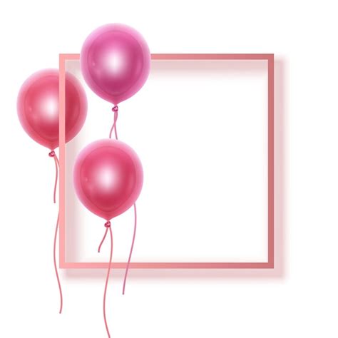 Premium Vector Greeting Card With Balloons And Frame Pale Pink Colors