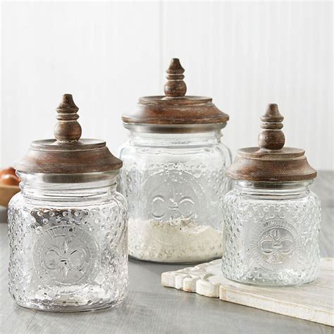 Glass Kitchen Canister Sets White Rustic Modern Farmhouse Kitchen Canister Set Vintage
