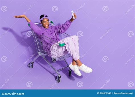 Full Size Photo Of Positive Lesbian Bisexual Female Sit Shopping Card Make Selfie Video Vlog