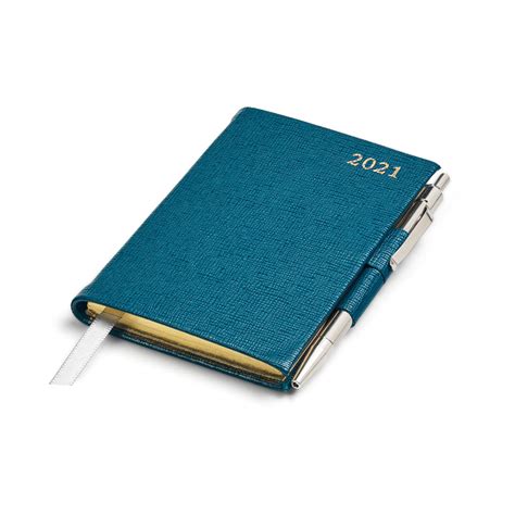 2021 Pewter Blue Mini Pocket Diary And Pen Aspinal