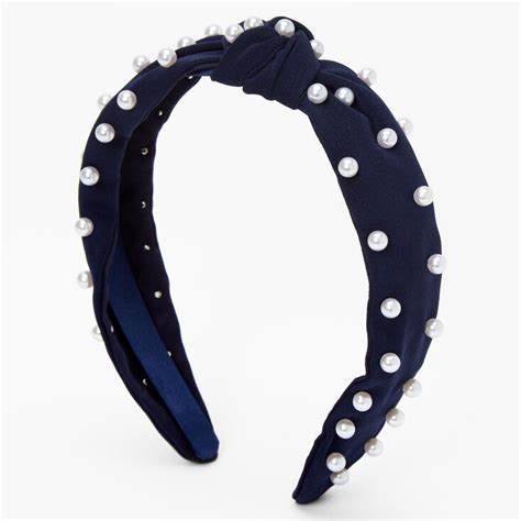 Pearl Knotted Headband Navy Claires Us