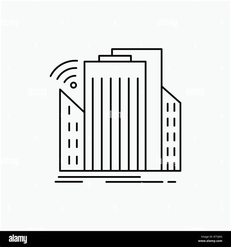 Buildings City Sensor Smart Urban Line Icon Vector Isolated