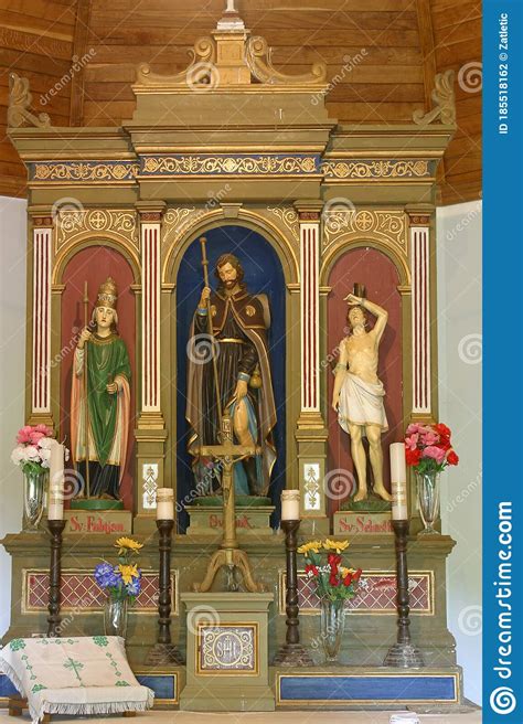 Main Altar In St Roch Chapel In Cvetkovic Brdo Croatia Stock Photo