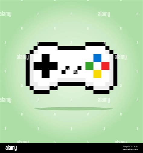 Pixel 8 Bit Gamepad Joystick Icon For Game Assets In Vector