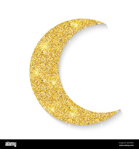 Gold Glitter Moon Icon Of Crescent Islamic Isolated On White Background Illustration Stock