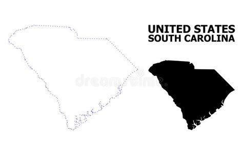 Vector Contour Dotted Map Of South Carolina State With Caption Stock
