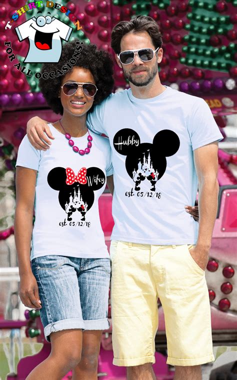 Hubby And Wifey Disney Head Shirts Couples Mickey And Minnie Etsy