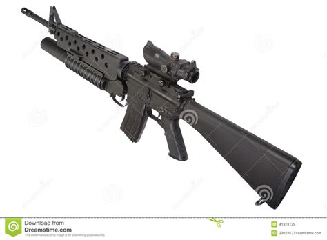 M16 Rifle With An M203 Grenade Launcher Stock Image Image Of Shotgun