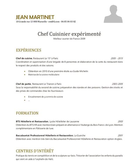 Cv Chef De Cuisine Modèle Cv Word Faire Un Cv Comment Faire Un Cv