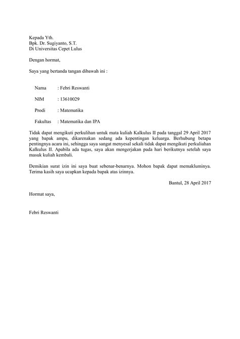 Contoh Surat Izin Sakit Dalam Bahasa Inggris