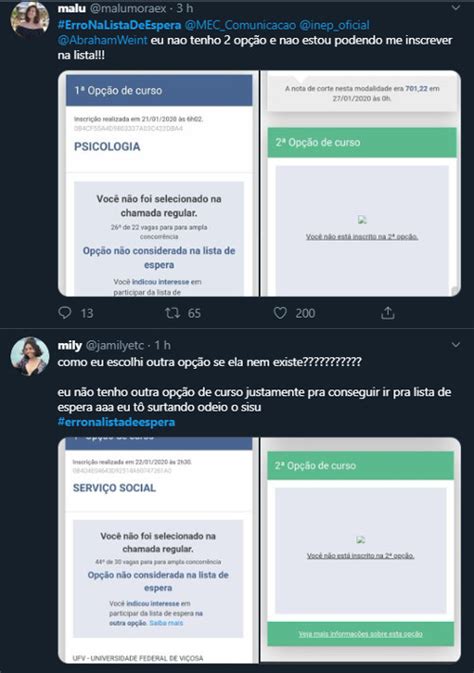Vale lembrar que você só pode escolher uma das duas. Estudantes relatam problemas em lista de espera do Sisu ...