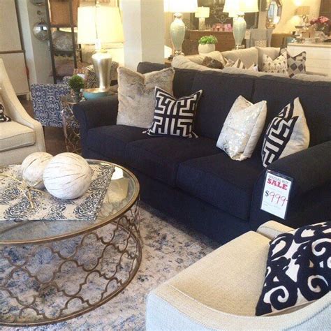 Beautiful navy sofa from Down to Earth! #PlywoodFurniture | Blue living