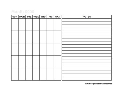Free Printable Calendars With Note Space Free Printable Templates