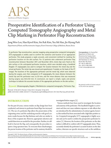 Pdf Preoperative Identification Of A Perforator Using Computed