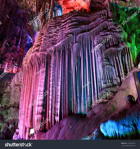 Beautiful Stalactitessilver Cave Is A Typical Karst In Guilinchina
