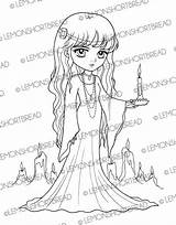 Etsy Coloring Digi Stamp Digital Candlelight Girl Halloween Sold sketch template