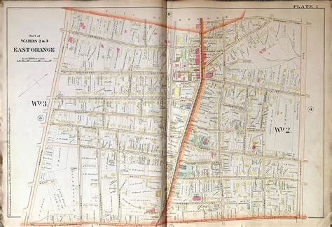 East Orange Map Original 1890 Essex County Atlas New Jersey Rowley