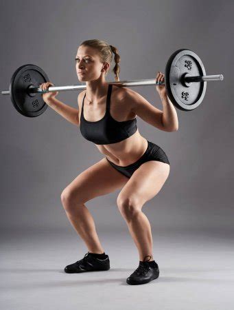 Woman Doing Barbell Squats Stock Image Everypixel