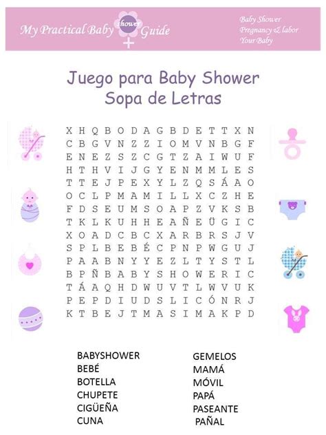 Sopa De Letras Baby Shower Imprimir Faress