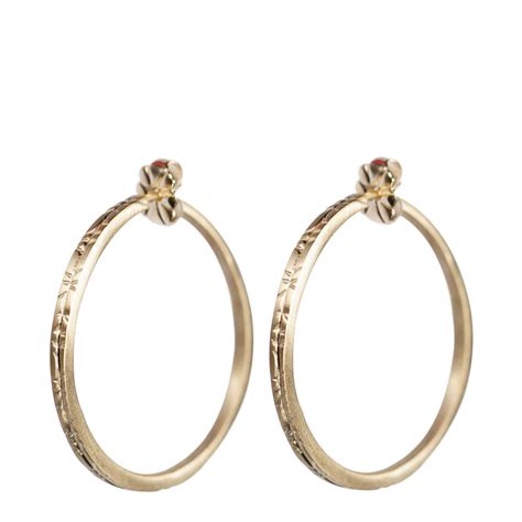 10K Gold Medium Engraved Hoop Earrings - Me&Ro