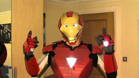 Homemade Iron Man Costume With Working Lights And Sliding Faceplate