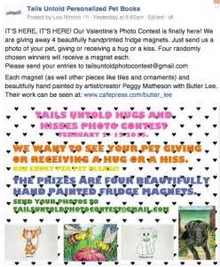 As we've told you before, this was not a popularity contest, so we placed the three out of four dogs, with the most likes, in a random draw. A great Valentine's Day Photo Contest | tailsuntold