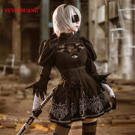 Vevefhuang Nier Automata 2b Cosplay Anime Women Costume Set Outfit