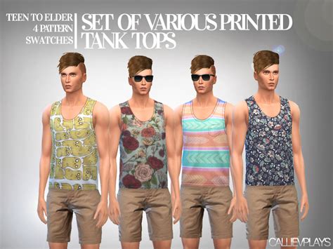 Mens Printed Tank Tops Outdoor Retreat Needed The Sims 4 Catalog