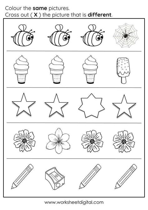 Printable Same And Different Worksheets For Kindergarten Worksheets