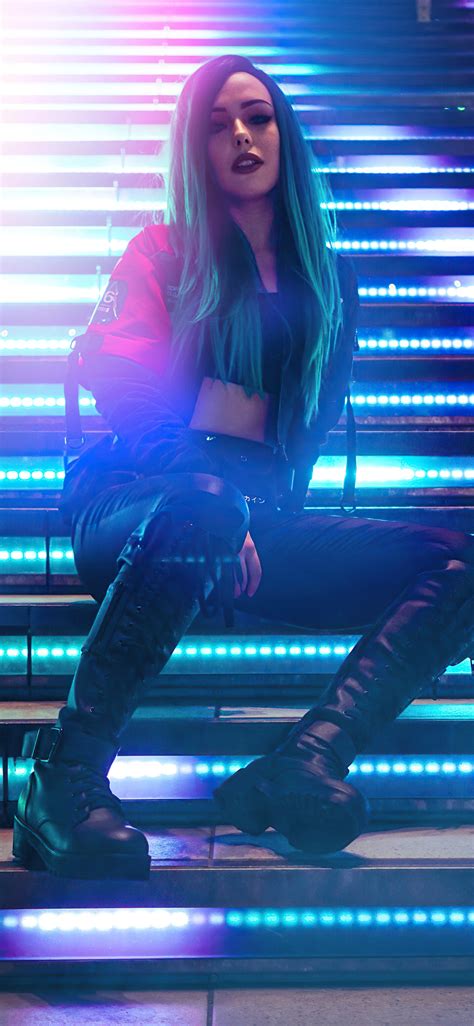 1125x2436 Cyber Girl In Neon Lights 4k Iphone Xsiphone 10iphone X Hd