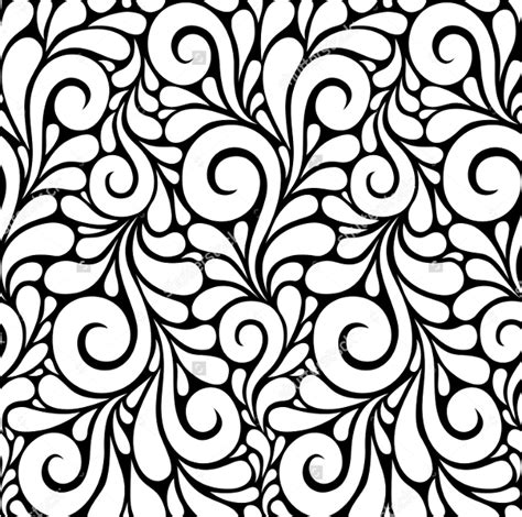 Floral Swirl Pattern Abstact Seamless Pattern Floral Line Swirl