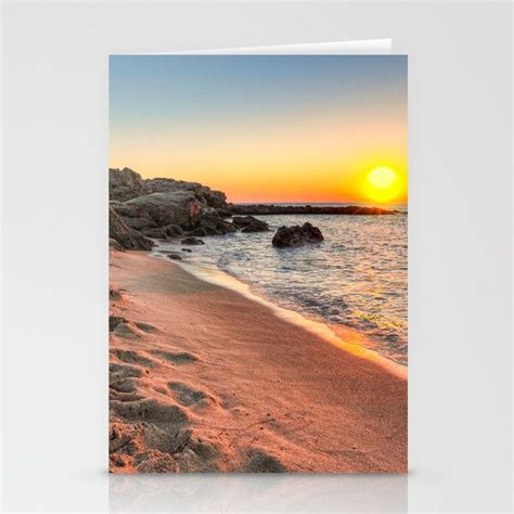 Sunset At The Beach Falassarna In Crete Greece Stationery Cards By