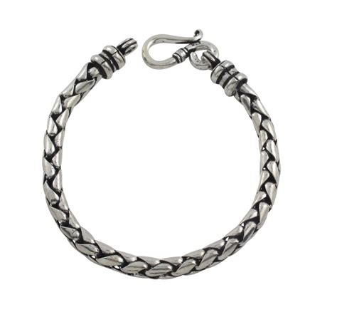 7 6mm Braid Bali 925 Sterling Silver Chain Link Bracelet Men S Black Oxidized