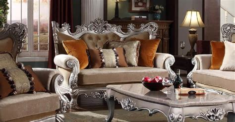 Dark Walnut Bonded Leather Carved Wood Sofa Traditional Mcferran Sf2268