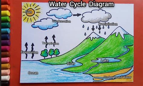 Learn Step By Step Water Cycle Drawing Simple Water Cycle Water Cycle