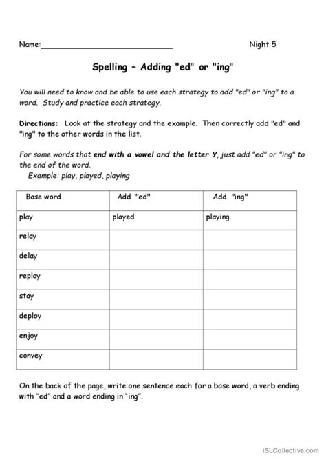 Adding Ed And Ing General Gramma English Esl Worksheets Pdf And Doc