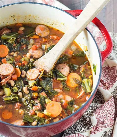 Black Eyed Pea Soup With Collard Greens And Sausage The Blond Cook