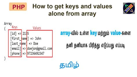 How To Get Array Keys And Values Alone In Php Tamil Array Keys