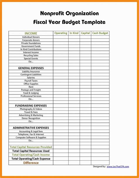 Printable Business Sales And Expenses Spreadsheet Restaurant Budget