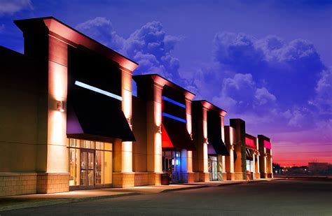 Modern Strip Mall At Night ⋆ Colorful Stock Images