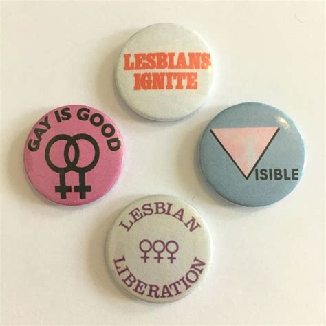 Set Of 4 Vintage Style Lesbian Pride Badges Etsy