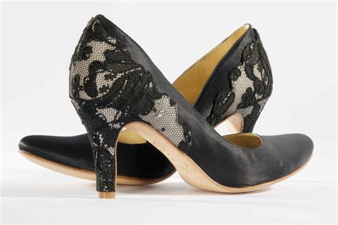 Hey Lady Wedding Shoes Vintage Inspired Bridal Heels Black Lace With Nude