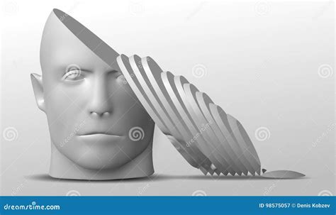 Broken Head 3d Illustration The Split Face Of A Person Stock Vector