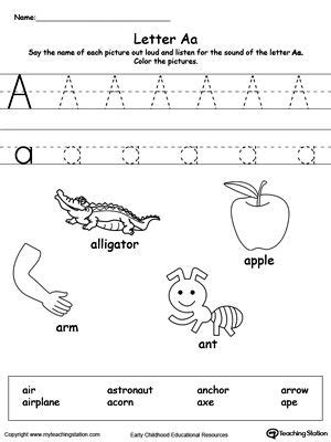 Add length, consonants, vowels, syllables, origin, spelling . Words Starting With Letter A | Alphabet worksheets ...